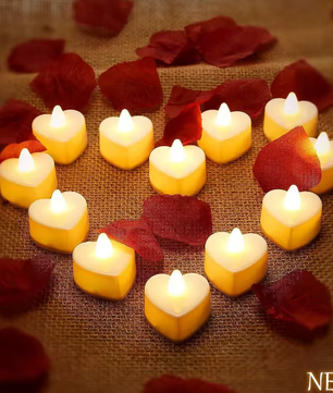 Hartvormige LED Theelichtjes Set van 24 – Vlamloze Romantische Kaarsen Decoratie