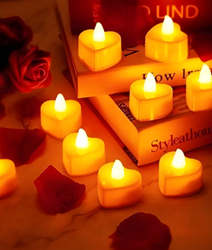 Hartvormige LED Theelichtjes Set van 24 – Vlamloze Romantische Kaarsen Decoratie