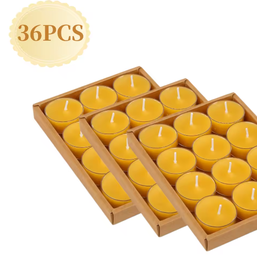 Bijenwas Theelichtkaarsen Set – Handgemaakte Natuurlijke Kaarsen