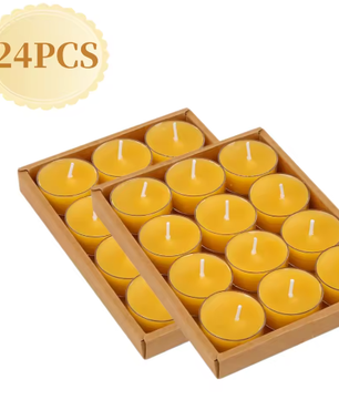 Bijenwas Theelichtkaarsen Set – Handgemaakte Natuurlijke Kaarsen