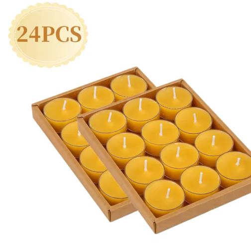 Bijenwas Theelichtkaarsen Set – Handgemaakte Natuurlijke Kaarsen