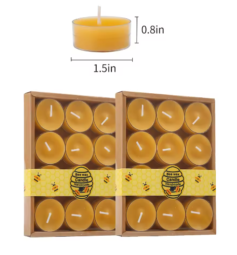 Bijenwas Theelichtkaarsen Set – Handgemaakte Natuurlijke Kaarsen