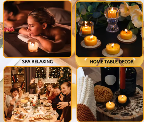 Bijenwas Theelichtkaarsen Set – Handgemaakte Natuurlijke Kaarsen