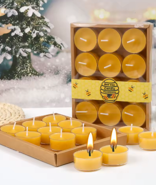 Bijenwas Theelichtkaarsen Set – Handgemaakte Natuurlijke Kaarsen