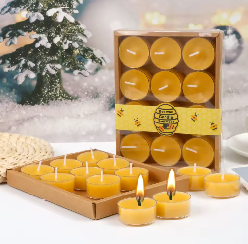 Bijenwas Theelichtkaarsen Set – Handgemaakte Natuurlijke Kaarsen