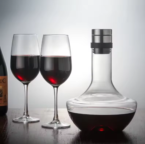 Kristallen Wijn Decanter 1000 ml – Handgemaakte Glazen Karaf met Beluchter