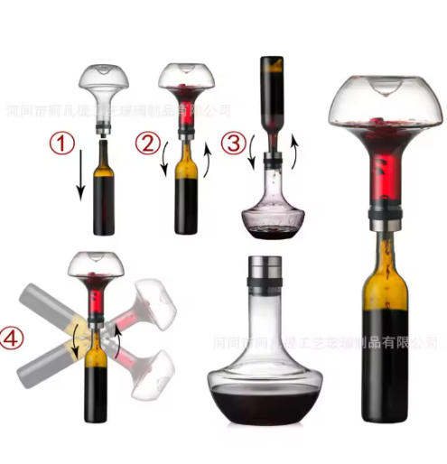 Kristallen Wijn Decanter 1000 ml – Handgemaakte Glazen Karaf met Beluchter