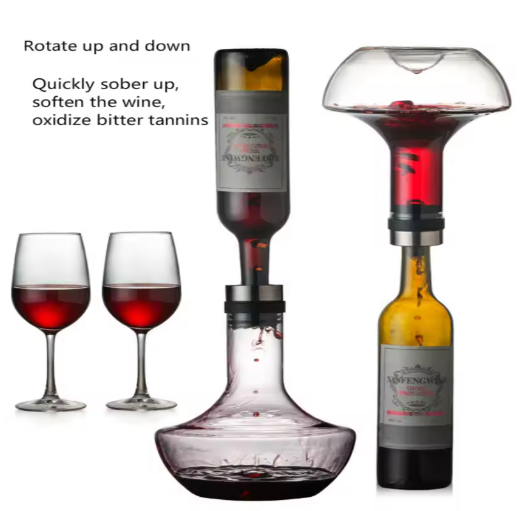 Kristallen Wijn Decanter 1000 ml – Handgemaakte Glazen Karaf met Beluchter