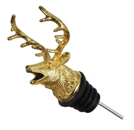 Retro Wijnschenker met Flessenstop – RVS Schenktuit en Zinklegering Wijnbeluchter