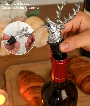 Retro Wijnschenker met Flessenstop – RVS Schenktuit en Zinklegering Wijnbeluchter