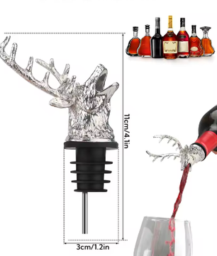 Retro Wijnschenker met Flessenstop – RVS Schenktuit en Zinklegering Wijnbeluchter