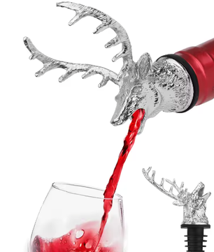 Retro Wijnschenker met Flessenstop – RVS Schenktuit en Zinklegering Wijnbeluchter