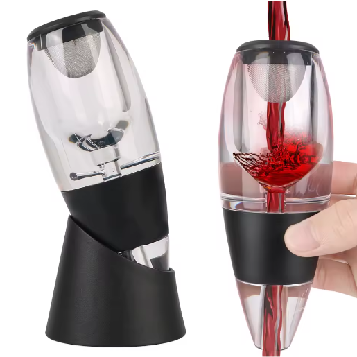 Wijnbeluchter Dispenser met Filter en Basis – Professionele Wijnkaraf Schenker