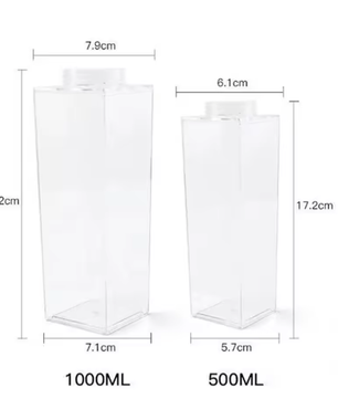 Transparante Melkpak Waterfles – Draagbare Drinkfles 500 ml / 1000 ml