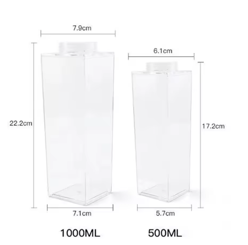 Transparante Melkpak Waterfles – Draagbare Drinkfles 500 ml / 1000 ml