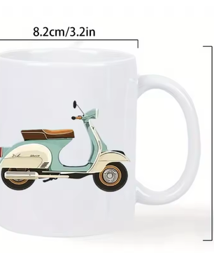 Vintage Scooter Keramische Koffiemok – Retro Design Koffiebeker 320 ml