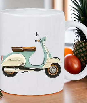Vintage Scooter Keramische Koffiemok – Retro Design Koffiebeker 320 ml