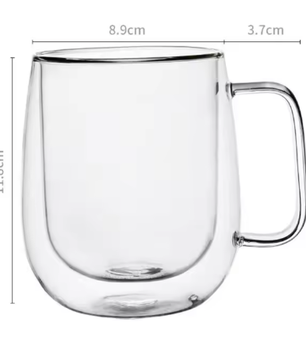 Dubbelwandige Glazen Koffiemok met Handvat – Hittebestendig Borosilicaatglas 150–350 ml