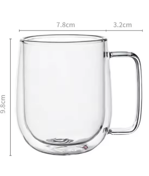 Dubbelwandige Glazen Koffiemok met Handvat – Hittebestendig Borosilicaatglas 150–350 ml