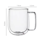 Dubbelwandige Glazen Koffiemok met Handvat – Hittebestendig Borosilicaatglas 150–350 ml