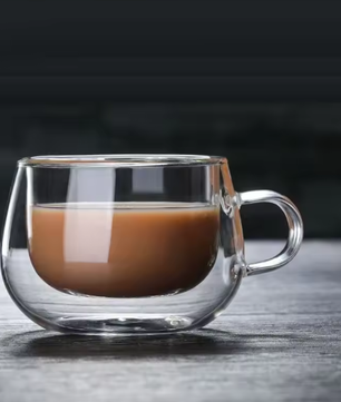 Dubbelwandige Glazen Koffiemok met Handvat – Hittebestendig Borosilicaatglas 150–350 ml