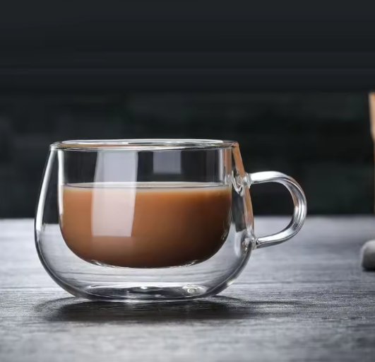Dubbelwandige Glazen Koffiemok met Handvat – Hittebestendig Borosilicaatglas 150–350 ml
