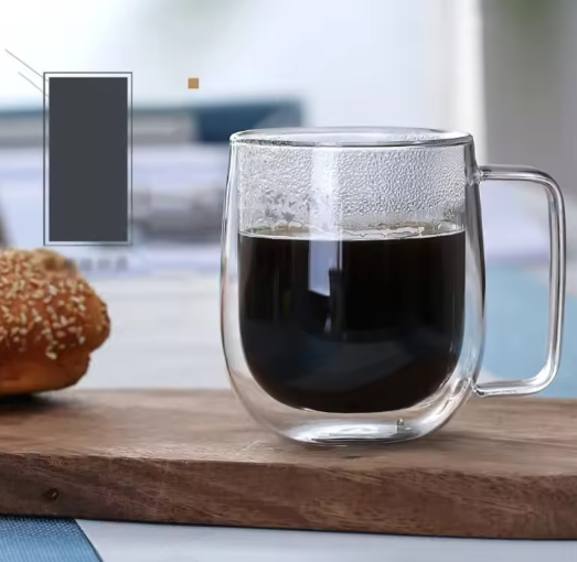 Dubbelwandige Glazen Koffiemok met Handvat – Hittebestendig Borosilicaatglas 150–350 ml