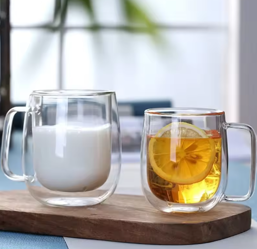 Dubbelwandige Glazen Koffiemok met Handvat – Hittebestendig Borosilicaatglas 150–350 ml