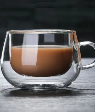 Dubbelwandige Glazen Koffiemok met Handvat – Hittebestendig Borosilicaatglas 150–350 ml