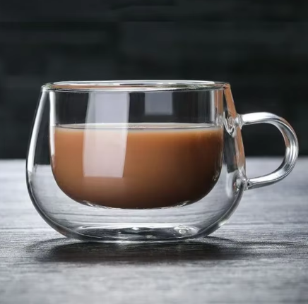 Dubbelwandige Glazen Koffiemok met Handvat – Hittebestendig Borosilicaatglas 150–350 ml
