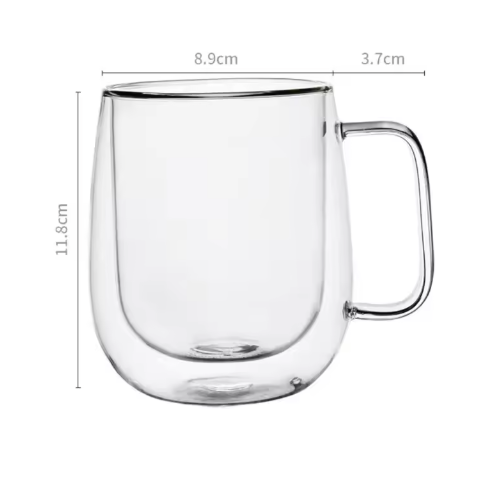 Dubbelwandige Glazen Koffiemok met Handvat – Hittebestendig Borosilicaatglas 150–350 ml
