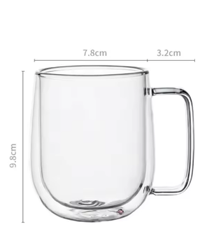 Dubbelwandige Glazen Koffiemok met Handvat – Hittebestendig Borosilicaatglas 150–350 ml