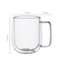 Dubbelwandige Glazen Koffiemok met Handvat – Hittebestendig Borosilicaatglas 150–350 ml