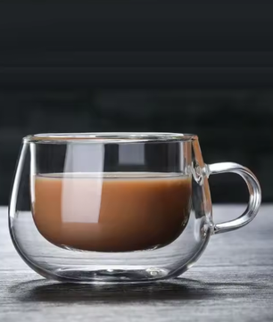 Dubbelwandige Glazen Koffiemok met Handvat – Hittebestendig Borosilicaatglas 150–350 ml