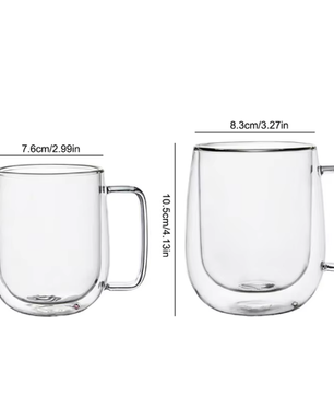 Dubbelwandige Glazen Koffiemok met Handvat – Hittebestendig Borosilicaatglas 150–350 ml