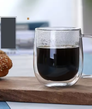 Dubbelwandige Glazen Koffiemok met Handvat – Hittebestendig Borosilicaatglas 150–350 ml