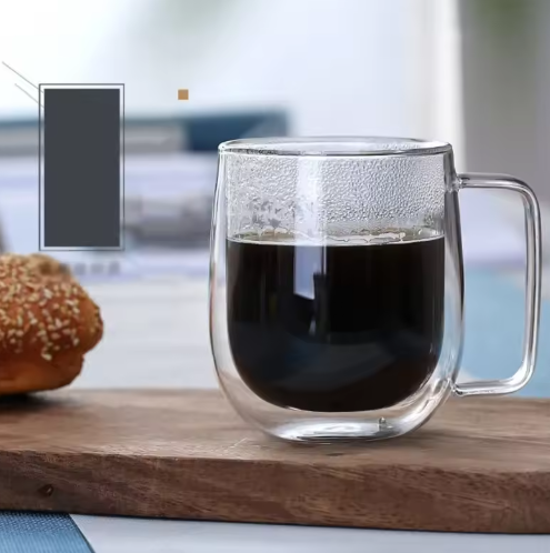 Dubbelwandige Glazen Koffiemok met Handvat – Hittebestendig Borosilicaatglas 150–350 ml