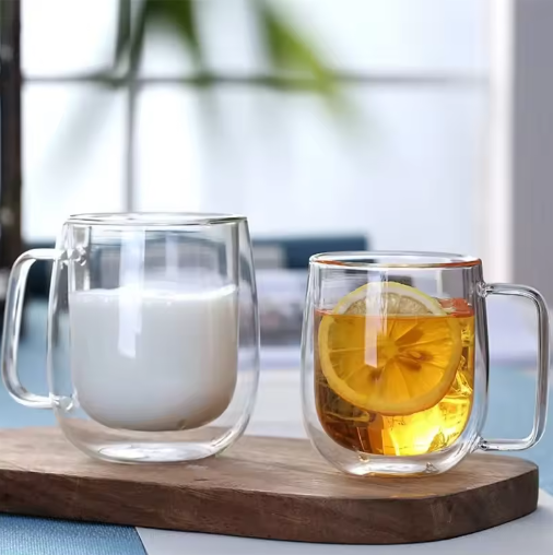 Dubbelwandige Glazen Koffiemok met Handvat – Hittebestendig Borosilicaatglas 150–350 ml