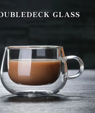 Dubbelwandige Glazen Koffiemok met Handvat – Hittebestendig Borosilicaatglas 150–350 ml