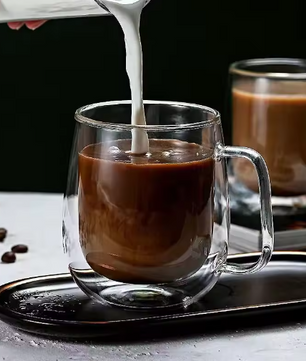 Dubbelwandige Glazen Koffiemok met Handvat – Hittebestendig Borosilicaatglas 150–350 ml