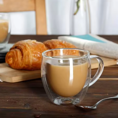 Dubbelwandige Glazen Koffiemok met Handvat – 250 ml Borosilicaat Cappuccino Kop
