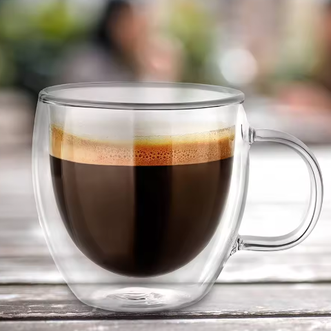 Dubbelwandige Glazen Koffiemok met Handvat – 250 ml Borosilicaat Cappuccino Kop