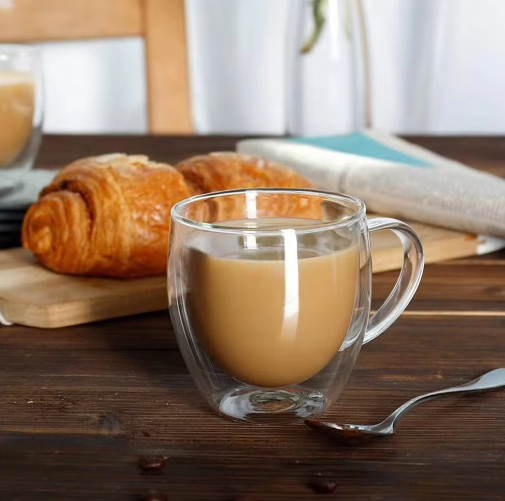 Dubbelwandige Glazen Koffiemok met Handvat – 250 ml Borosilicaat Cappuccino Kop