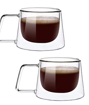 Dubbelwandige Glazen Espressokop – 200 ml Hittebestendig Koffiekopje met Handvat