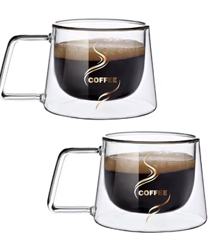 Dubbelwandige Glazen Espressokop – 200 ml Hittebestendig Koffiekopje met Handvat