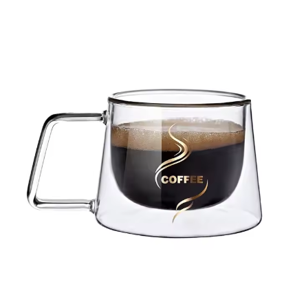Dubbelwandige Glazen Espressokop – 200 ml Hittebestendig Koffiekopje met Handvat