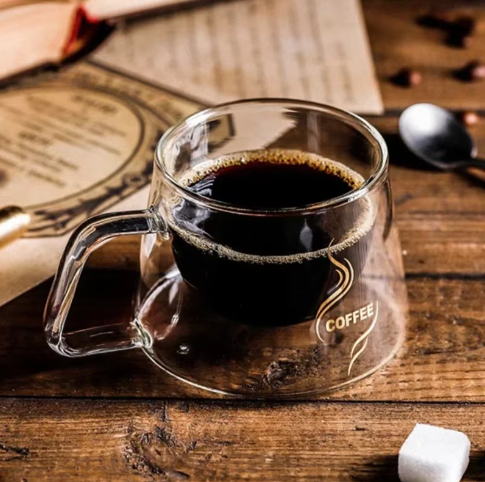 Dubbelwandige Glazen Espressokop – 200 ml Hittebestendig Koffiekopje met Handvat