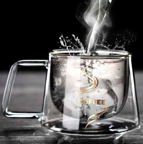 Dubbelwandige Glazen Espressokop – 200 ml Hittebestendig Koffiekopje met Handvat