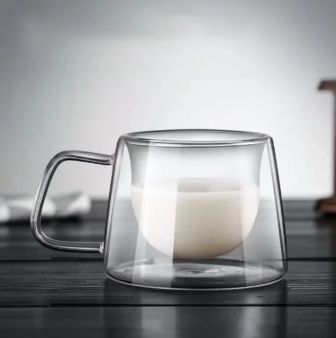 Dubbelwandige Glazen Espressokop – 200 ml Hittebestendig Koffiekopje met Handvat