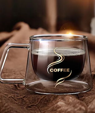 Dubbelwandige Glazen Espressokop – 200 ml Hittebestendig Koffiekopje met Handvat